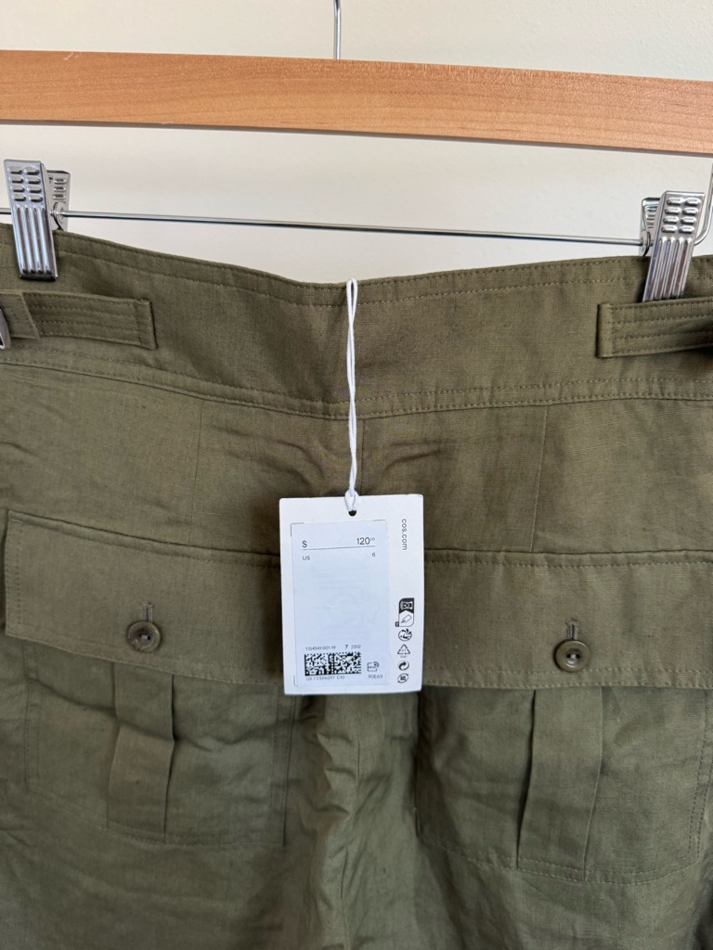 NEW COS Olive High-Waist Pleated Women’s Shorts - Picture 10 of 11